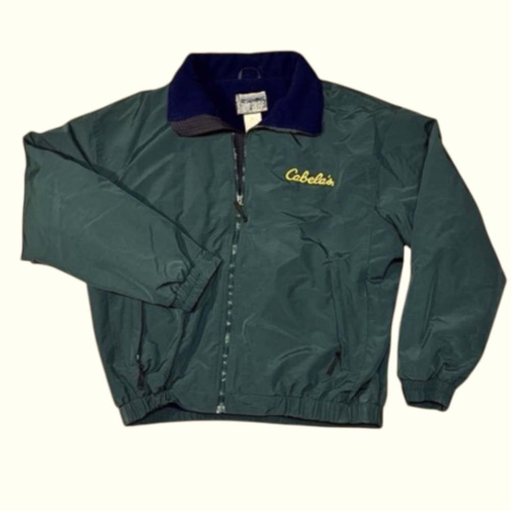 Vintage Cabela’s 10,000 Ft Above Sea Level Coat Navy Fleece Lined Green Size XL